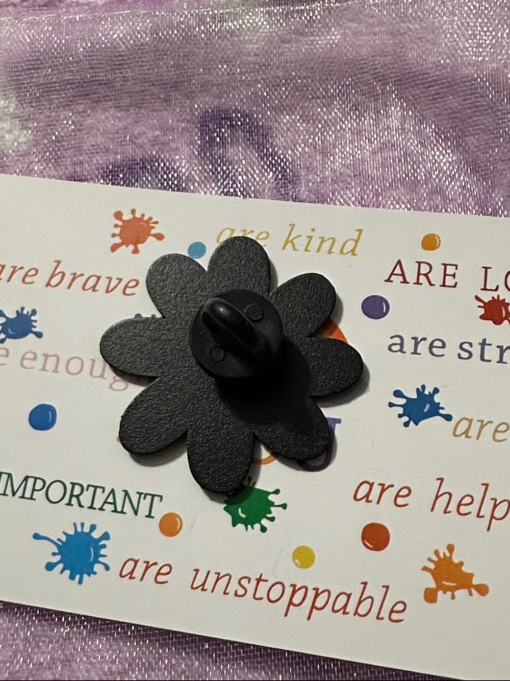 YOU ARE Inspirational Multicolor Flower Pin - with Positive Affirmation Card - Picture 5 of 6
